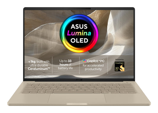 ASUS Zenbook A14 UX3407NA-QD069W Copilot+ PC Snapdragon X2E-88-100 Laptop 35.6 cm (14") WUXGA 16 GB LPDDR5x-SDRAM 1 TB SSD Wi-Fi 7 (802.11be) Windows 11 Home Beige