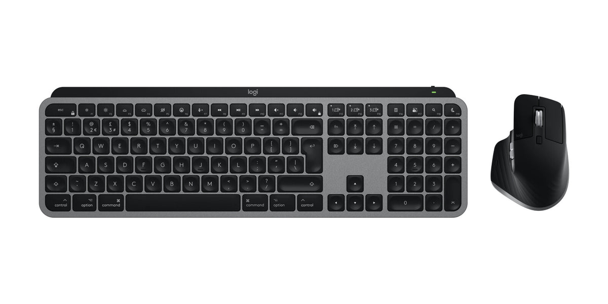Logitech Master MX Keys S Combo for Mac keyboard Mouse included Home/Office RF Wireless + Bluetooth QWERTY UK English Aluminium, Black