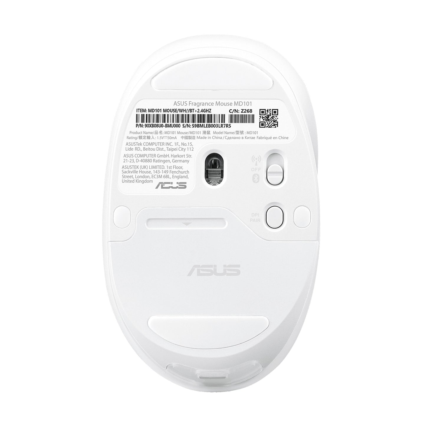 ASUS Fragrance MD101 mouse Home Ambidextrous RF Wireless + Bluetooth Optical 2400 DPI