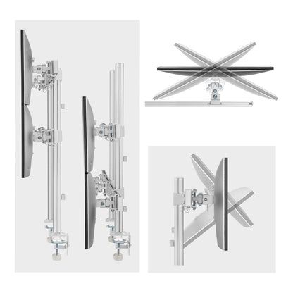 StarTech.com Six-Monitor Desk Mount with Crossbar, Up To 32-inch Computer Screens, Max 17.6lb (8kg) each, Dual Column, C-clamp/Grommet, Height Adjustable