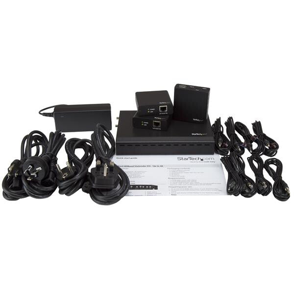 StarTech.com 3-Port HDBaseT Extender Kit with 3 Receivers - 1x3 HDMI over CAT5e Splitter - Up to 4K