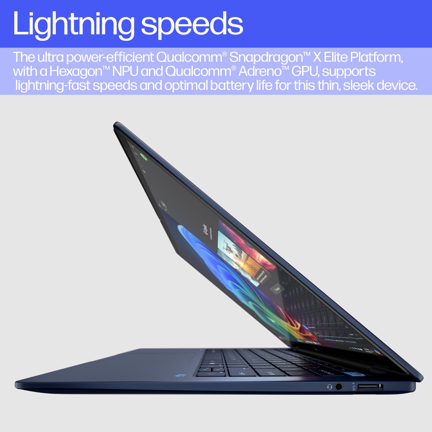 HP EliteBook Ultra G1q AI PC Copilot+ PC Snapdragon X1E-78-100 Laptop 35.6 cm (14") Touchscreen 2.2K 16 GB LPDDR5x-SDRAM 512 GB SSD Wi-Fi 6E (802.11ax) Windows 11 Pro Blue