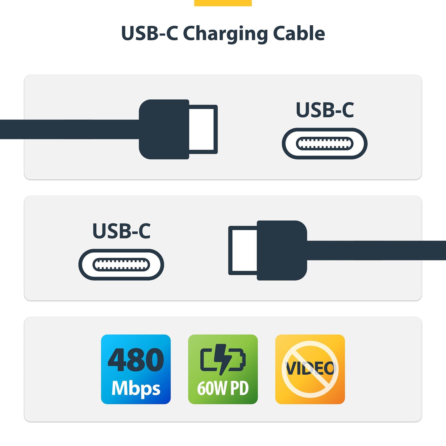 StarTech.com 30cm (1ft) USB-C Charging Cable, 60W (3A) PD, Dual-Layer Braided Nylon/TPE Jacket, Rugged USB C Charging Cord, USB 2.0 Laptop Charger Cable