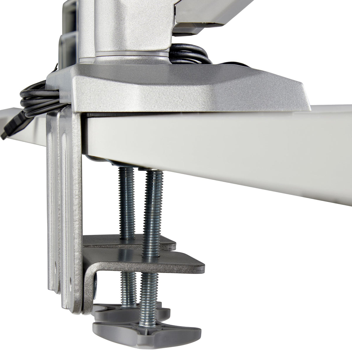 StarTech.com Desk Mount Dual Monitor Arm with USB & Audio, Desk Clamp VESA Mount for up to 32" (17.6lb/8kg) Displays, Ergonomic Full Motion Dual Monitor Arm - Silver