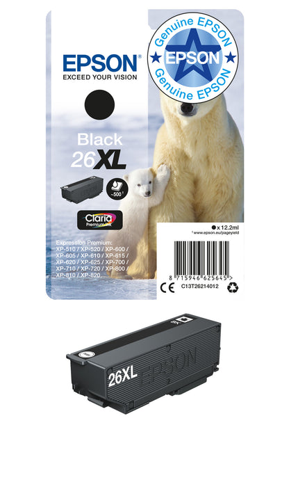 Epson 26XL Polar bear Claria Premium Single Black Ink