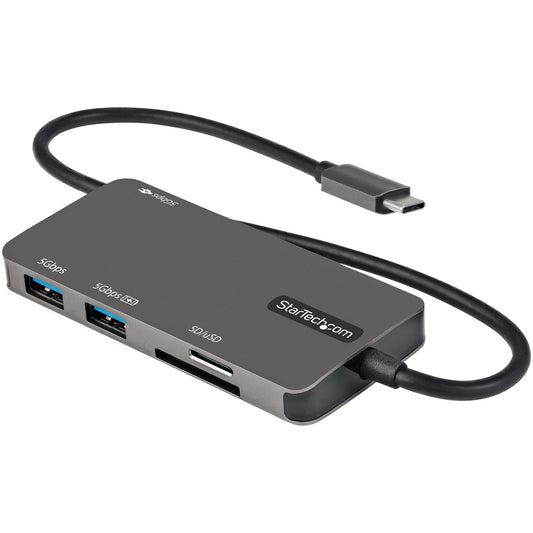 StarTech.com USB C Multiport Adapter - USB-C to 4K HDMI, 100W Power Delivery Pass-through, SD/MicroSD Slot, 3-Port USB 3.0 Hub - USB Type-C Mini Dock - 12" (30cm) Long Attached Cable